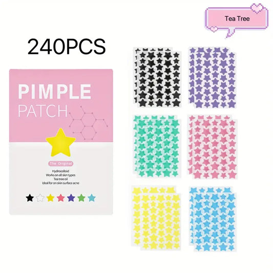 240pcs Star-Shaped Pimple Patches in 6 Colors - Various Sizes for Festive Makeup - Valentine'S Day Gifts