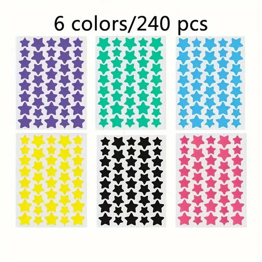 240pcs Star-Shaped Pimple Patches in 6 Colors - Various Sizes for Festive Makeup - Valentine'S Day Gifts