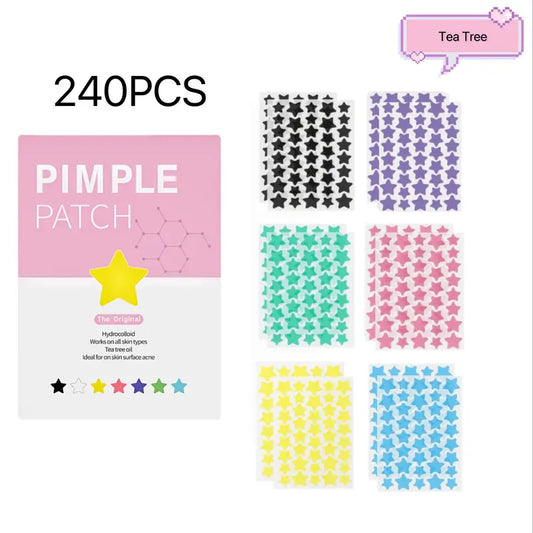 240pcs Star-Shaped Pimple Patches in 6 Colors - Various Sizes for Festive Makeup - Valentine'S Day Gifts