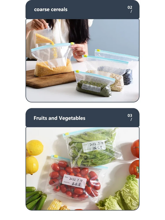 Food Preservation Sealed Bag Kitchen Refrigerator Reusable Storage Bags, Zipper Lock Bags,  Transparent Storage Bags