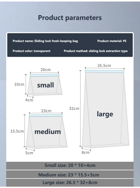 Food Preservation Sealed Bag Kitchen Refrigerator Reusable Storage Bags, Zipper Lock Bags,  Transparent Storage Bags