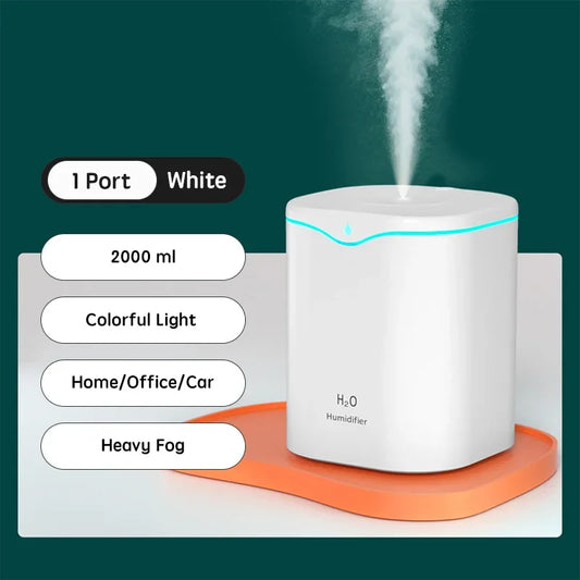 2L USB Air Humidifier Mini Purifier Portable For Home Car Cool Mist Sprayer Portable Aroma Diffuser Electric Air Humidifier