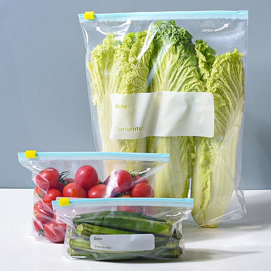 Food Preservation Sealed Bag Kitchen Refrigerator Reusable Storage Bags, Zipper Lock Bags,  Transparent Storage Bags