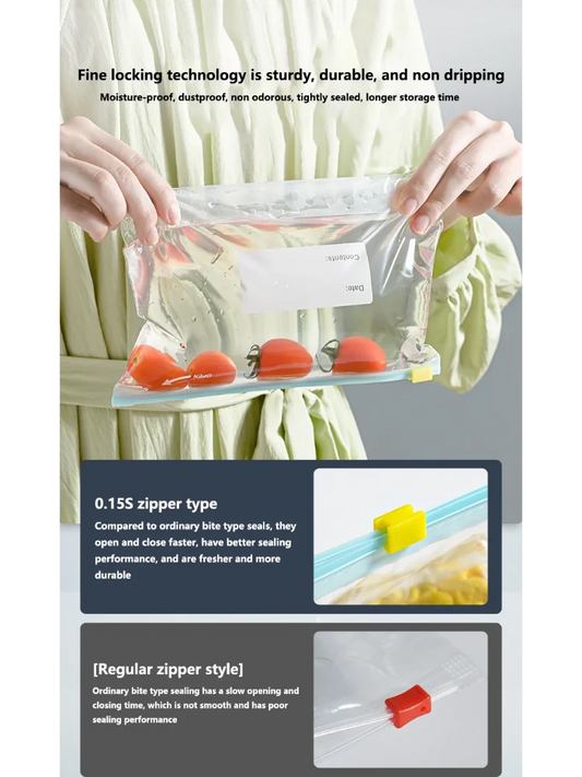 Food Preservation Sealed Bag Kitchen Refrigerator Reusable Storage Bags, Zipper Lock Bags,  Transparent Storage Bags