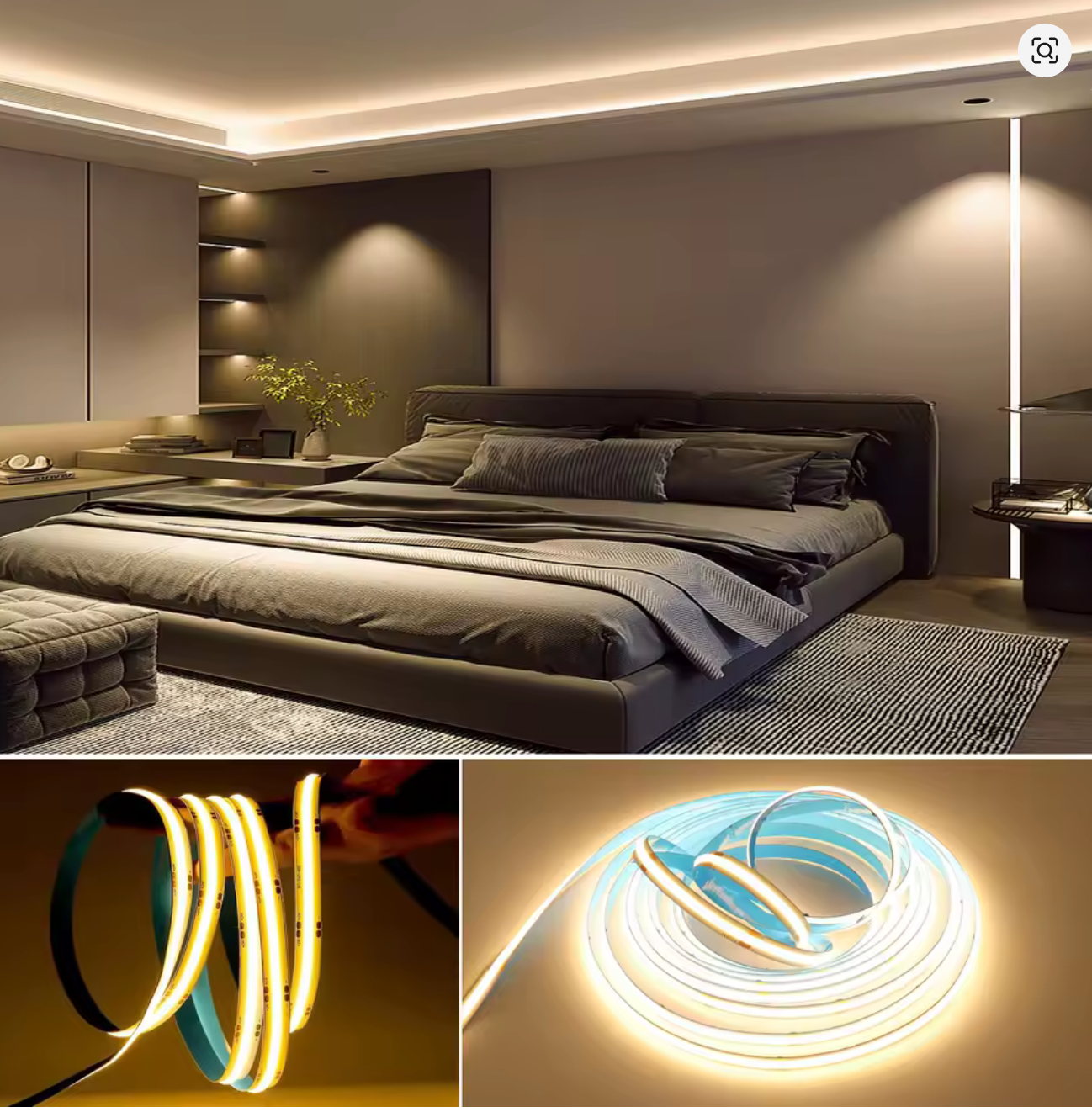 LED Strip Light 480 Linear Dimmable LED High Brightness Flexible Warm/Natural/Cool White 24V 8mm COB Led Light RA90 Bedroom