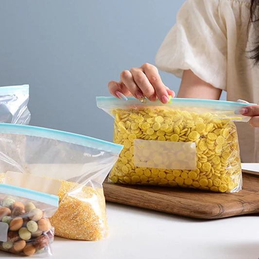 Food Preservation Sealed Bag Kitchen Refrigerator Reusable Storage Bags, Zipper Lock Bags,  Transparent Storage Bags