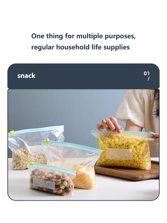 Food Preservation Sealed Bag Kitchen Refrigerator Reusable Storage Bags, Zipper Lock Bags,  Transparent Storage Bags