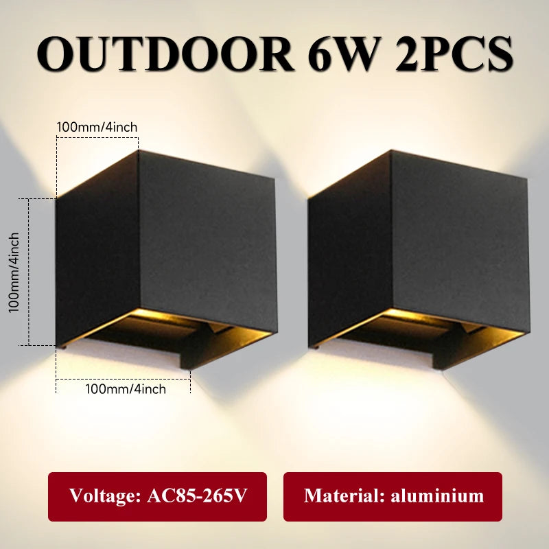 Led Wall Lamp Waterproof External Wall Sconce Lights Outdoor Lighting Fixture For Home Decor Stairs Garden Bedroom Street Lamps
