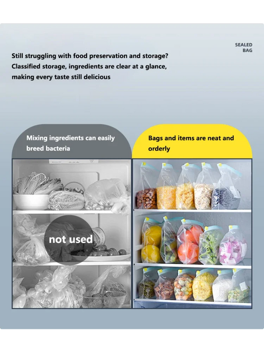 Food Preservation Sealed Bag Kitchen Refrigerator Reusable Storage Bags, Zipper Lock Bags,  Transparent Storage Bags